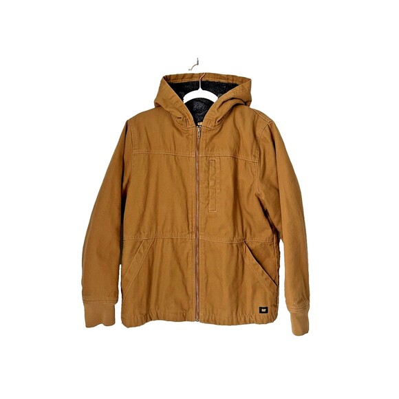 CAT Other - CAT Caterpillar Workwear Duck Canvas Sherpa Lined Hooded Jacket MENS S Brown